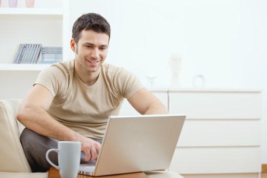 man using small business accounting software